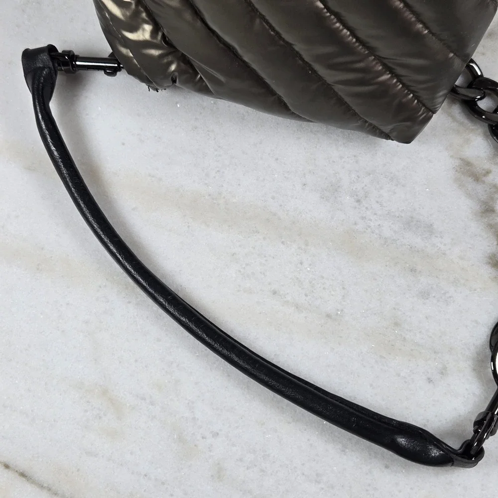 THINK ROLYN Quilted Puffer Bar Bag Metallic Bronze/Gilded Bronze Gunmetal Chain